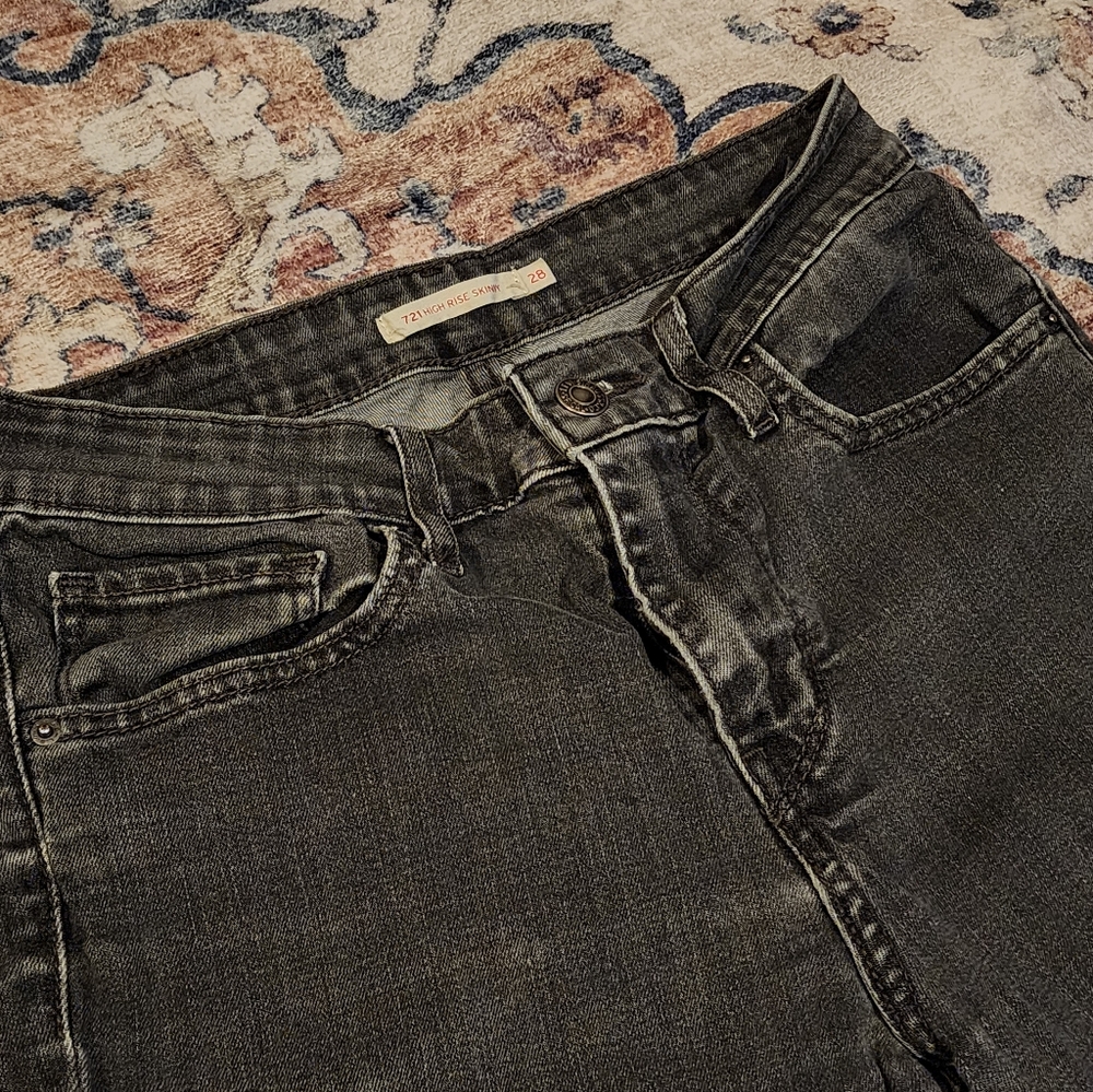 Levis 721 High Rise Skinny Jeans Flag Stone Gray Size W28 L32 - Picture 2 of 14